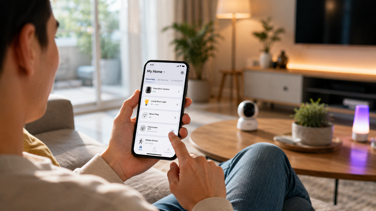 man checking app